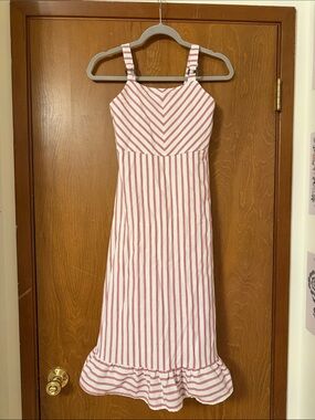 btween Pink & White Striped Maxi Sundress with Ruffle Hem